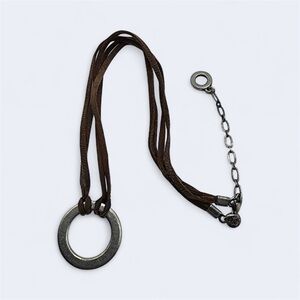 NWT American Eagle Outfitters Sterling Silver ClosureLeather Brown Cord Necklace